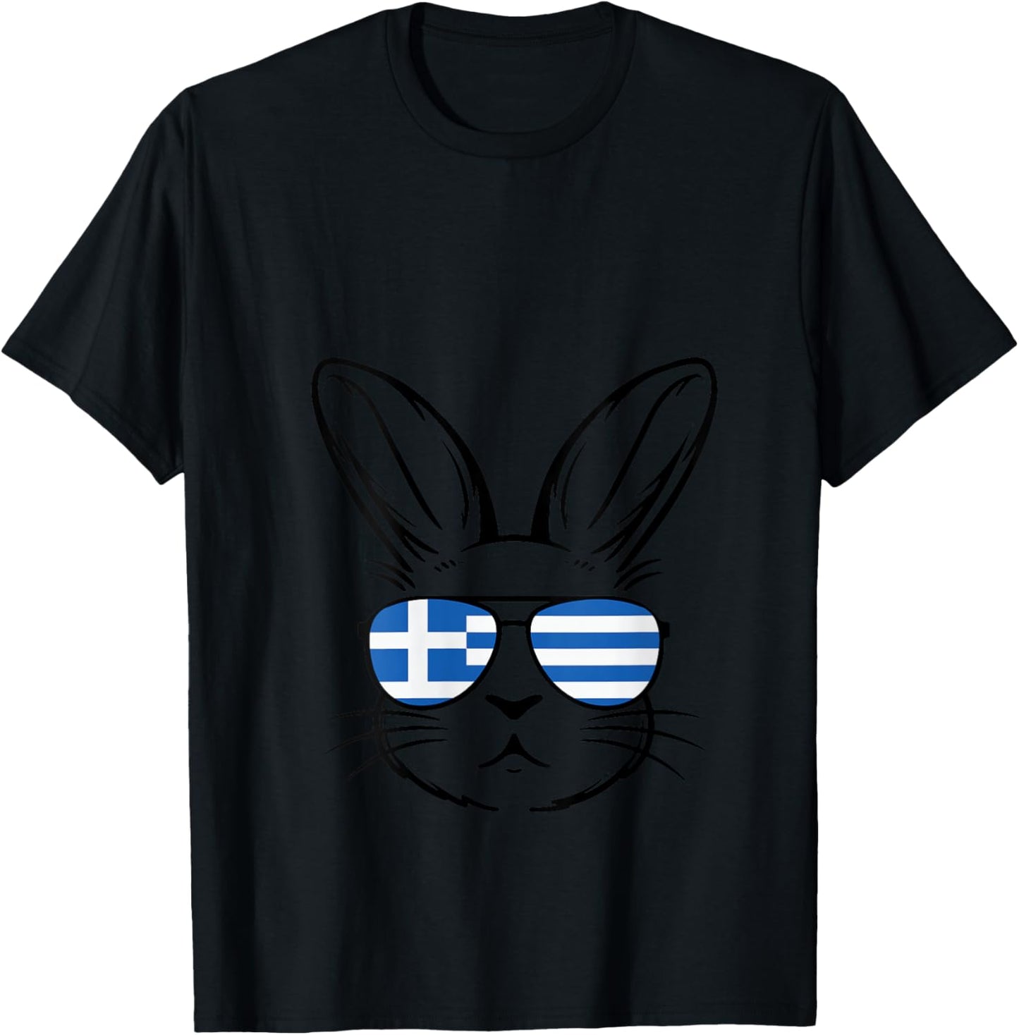 Women's Greek Flag of Greece Orthodox Easter Bunny Greek Easter V-Neck T-Shirt - T-Shirt | Black