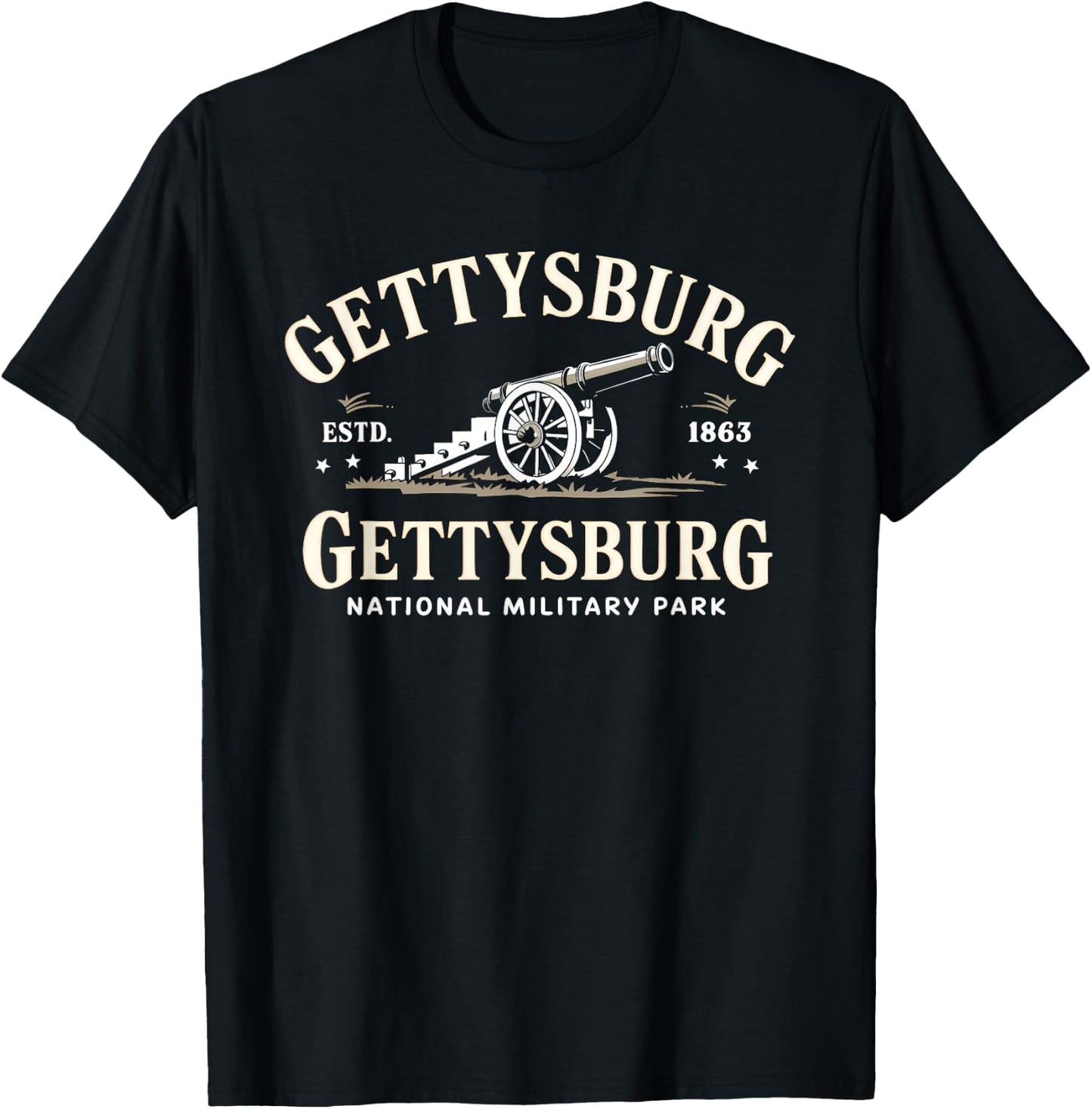 Gettysburg National Military Park ESTD 1863 Cannon History T-Shirt - T-Shirt | Black