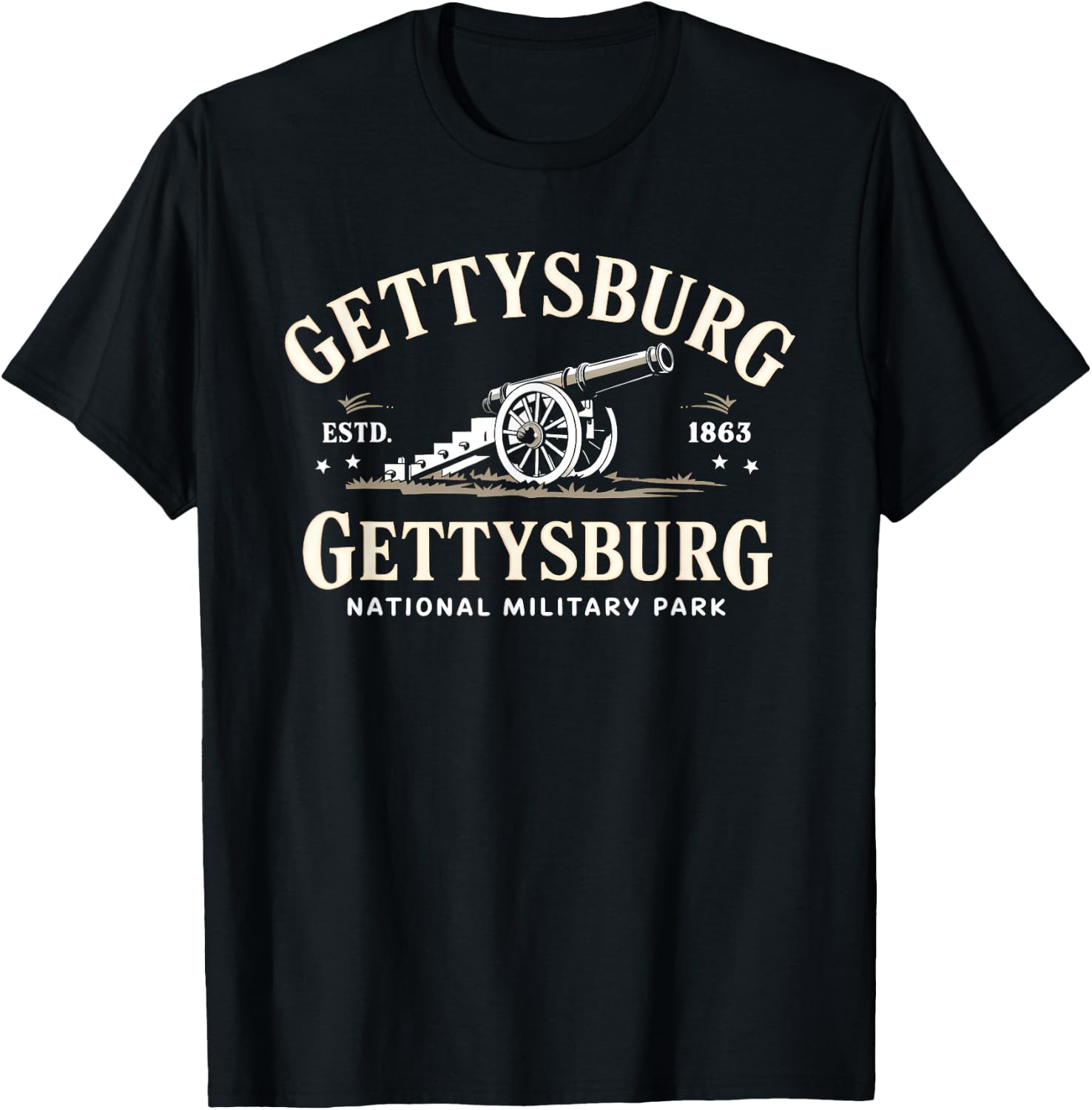 Gettysburg National Military Park ESTD 1863 Cannon History T-Shirt - T-Shirt | Black