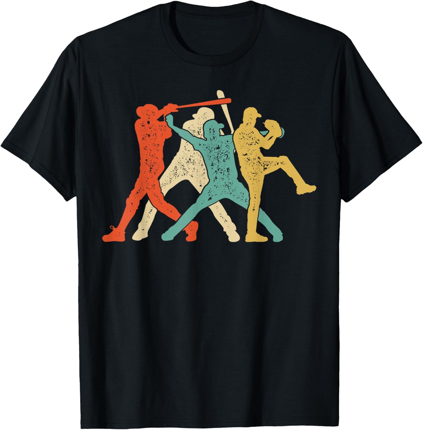 Baseball Retro Vintage Catcher Pitcher Batter Boys Men Sport T-Shirt - T-Shirt | Black