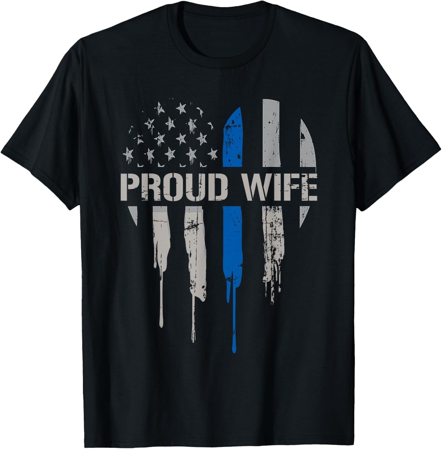 Police Wife Thin Blue Line Law Enforcement Support Family T-Shirt - T-Shirt | Black