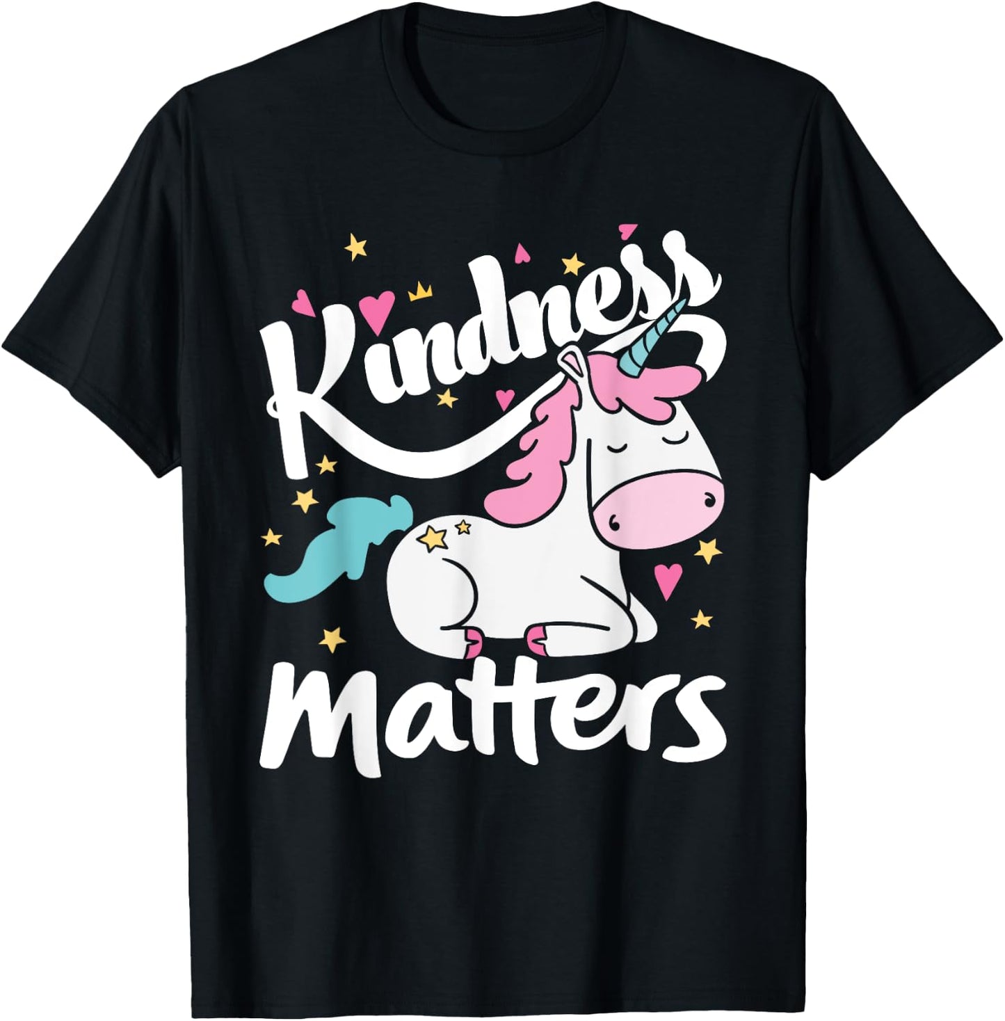 Kindness Matters Unicorn Be Kind Stop Bullies Be Love T-Shirt - T-Shirt | Black