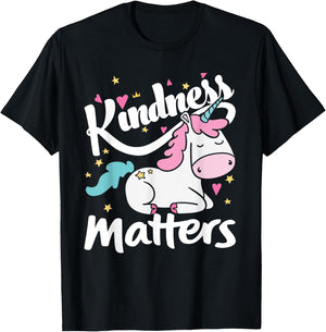 Kindness Matters Unicorn Be Kind Stop Bullies Be Love T-Shirt - T-Shirt | Black