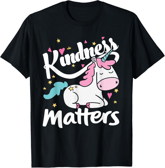 Kindness Matters Unicorn Be Kind Stop Bullies Be Love T-Shirt - T-Shirt | Black