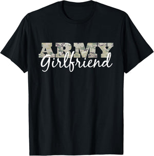 Army Girlfriend Shirt Camo Gift US Military Pride T-Shirt - T-Shirt | Black
