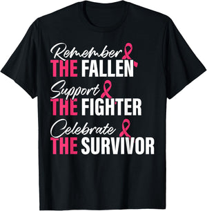 Breast Cancer Awareness Remember Support Celebrate T-Shirt - T-Shirt | Black