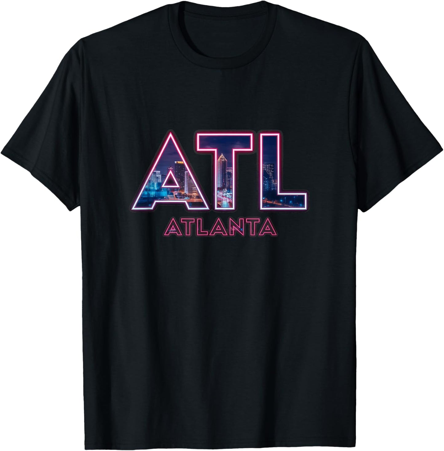Atlanta ATL City Skyline Design T-Shirt - T-Shirt | Black