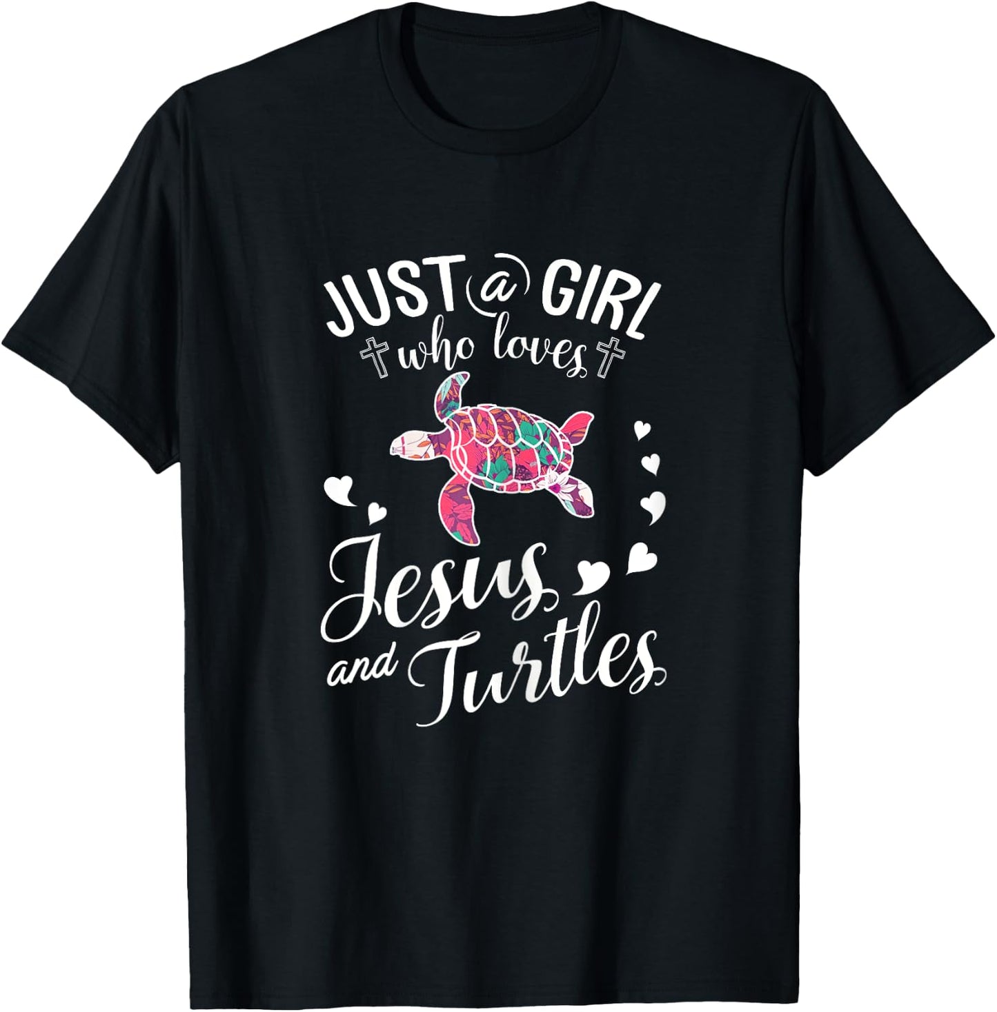 Just A Girl Who Loves Jesus And Turtles T Shirt Farmer Lover T-Shirt - T-Shirt | Black