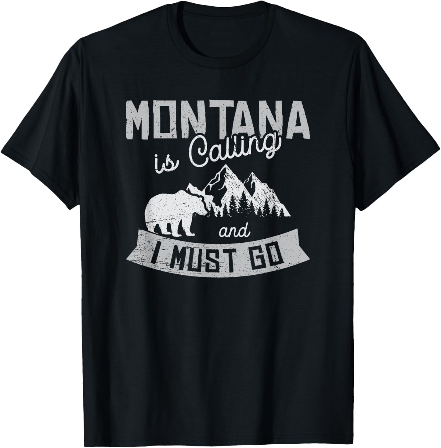 Montana Is Calling Big Sky Grizzly Wilderness Adventure T-Shirt - T-Shirt | Black