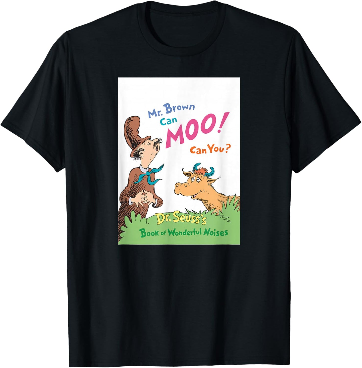 Dr. Seuss Mr. Brown Can Moo Book Cover T-Shirt - T-Shirt | Black