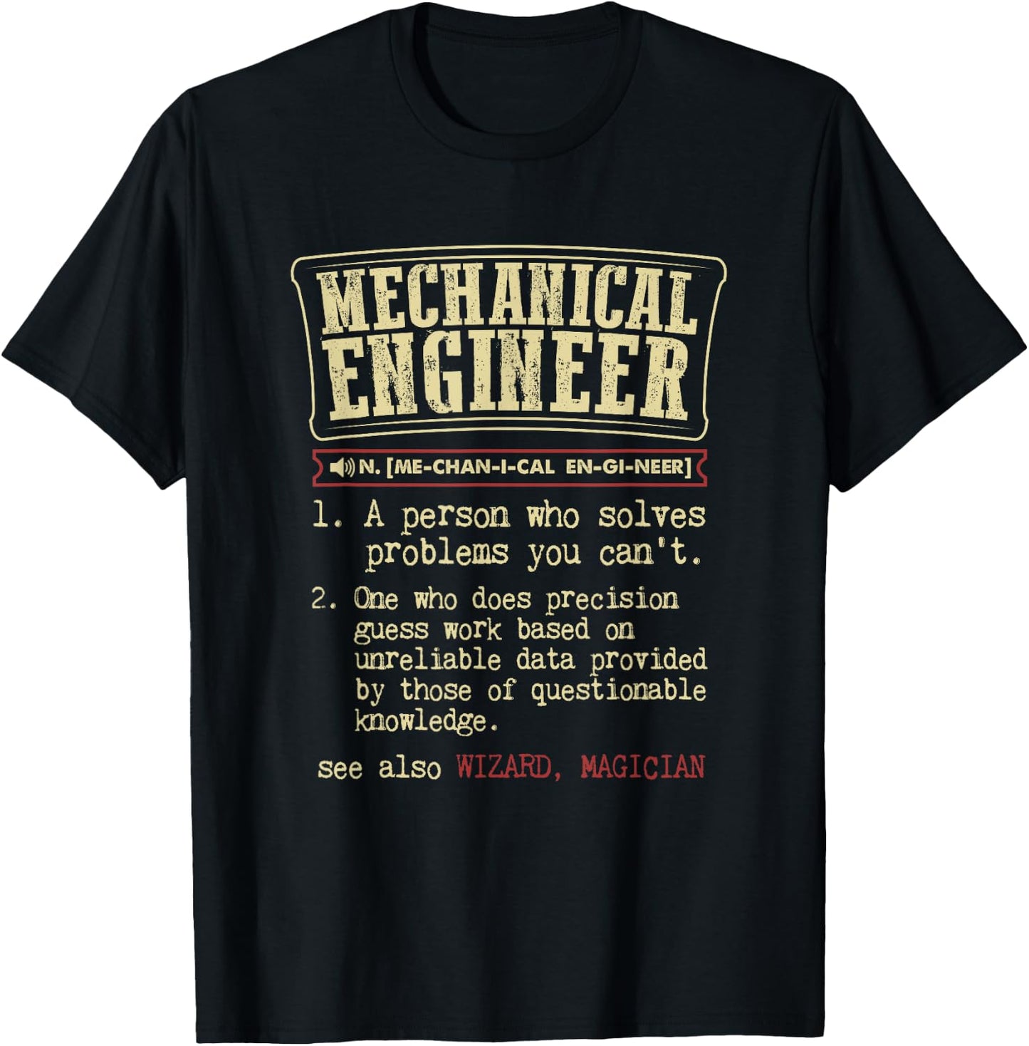 Mechanical Engineer Funny Dictionary Definition Small T-Shirt - T-Shirt | Black