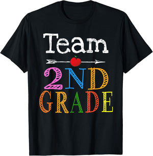 Team 2nd Second Grade Teacher Student Back To School Funny Women Kids T-Shirt - T-Shirt | Black