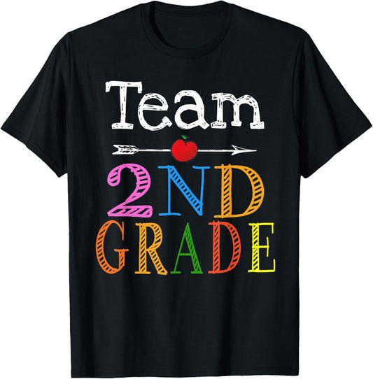 Team 2nd Second Grade Teacher Student Back To School Funny Women Kids T-Shirt - T-Shirt | Black