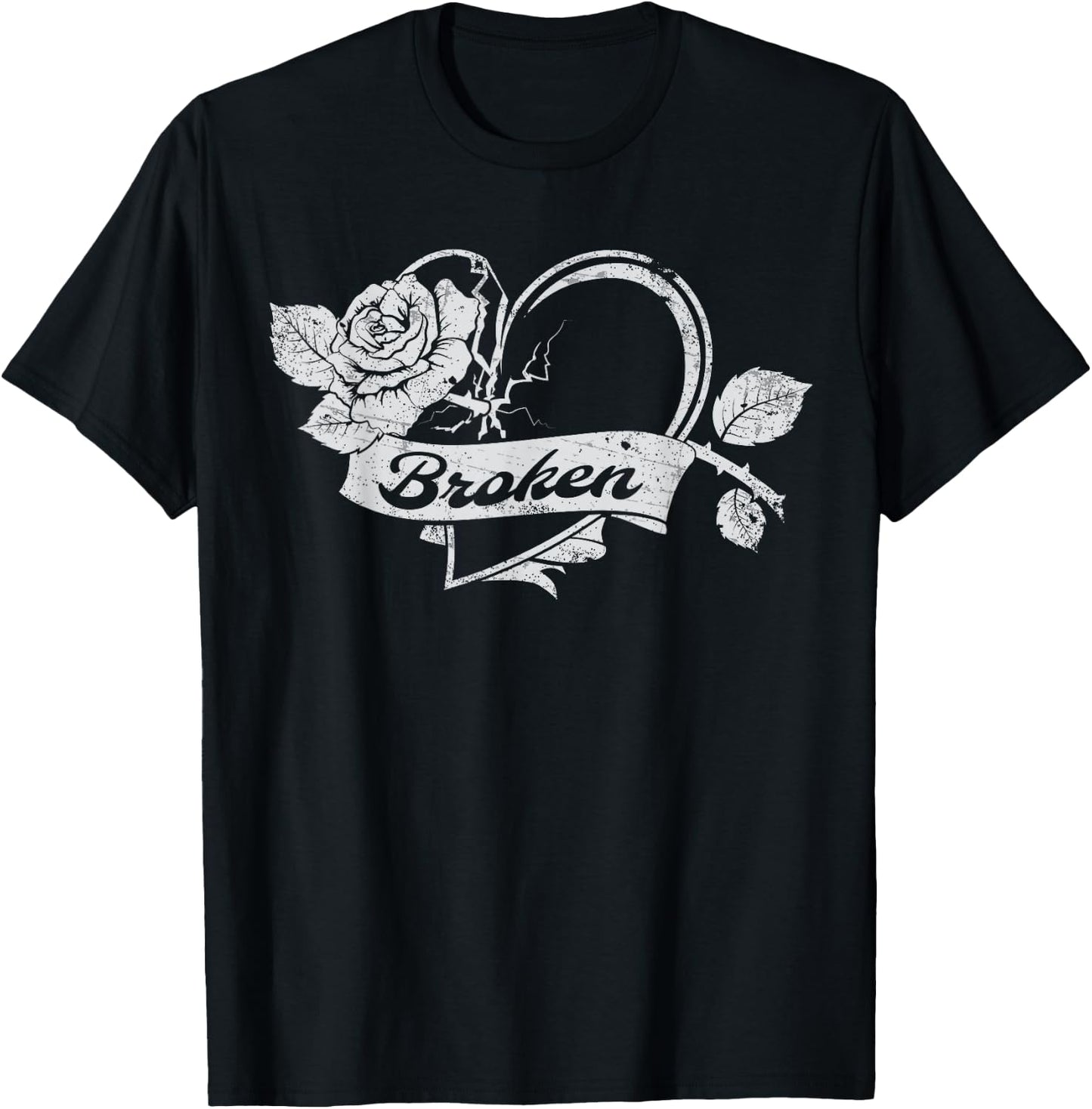 Broken Heart Emo Love Heart Break Up T-Shirt - T-Shirt | Black