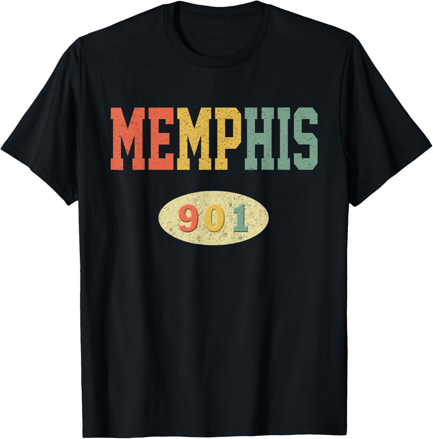 Vintage Memphis Shirt Area Code 901 Retro TN T-Shirt - T-Shirt | Black