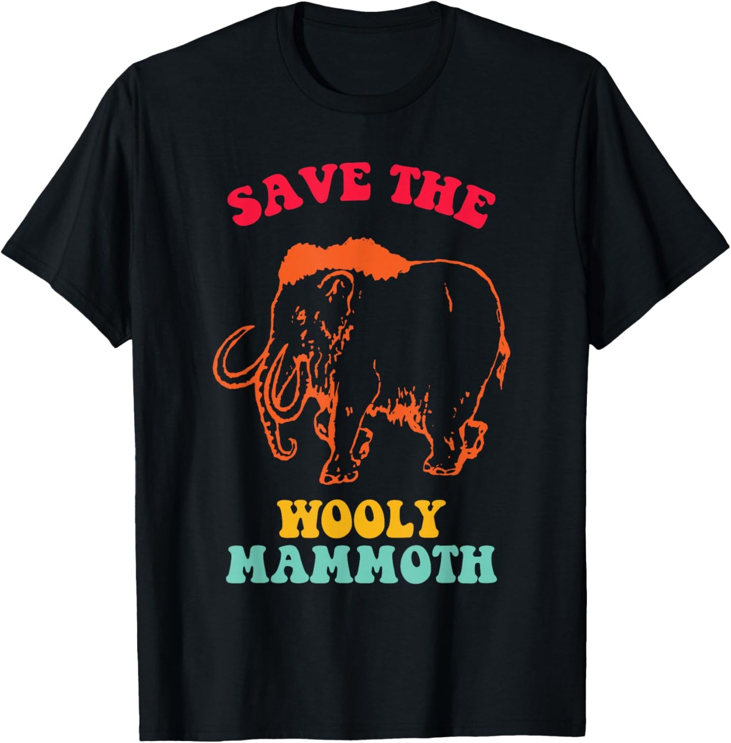 Save The Wooly Mammoth Retro Vintage T-Shirt - T-Shirt | Black