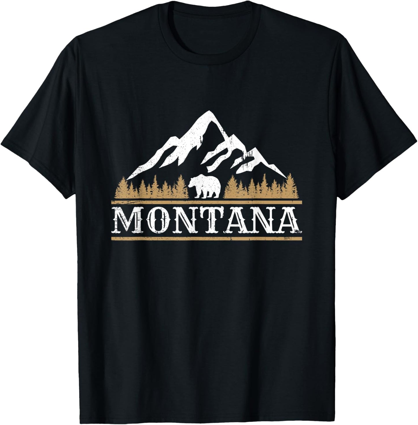 Rugged Montana Mountain Bear Outdoor Hiking Adventure T-Shirt - T-Shirt | Black