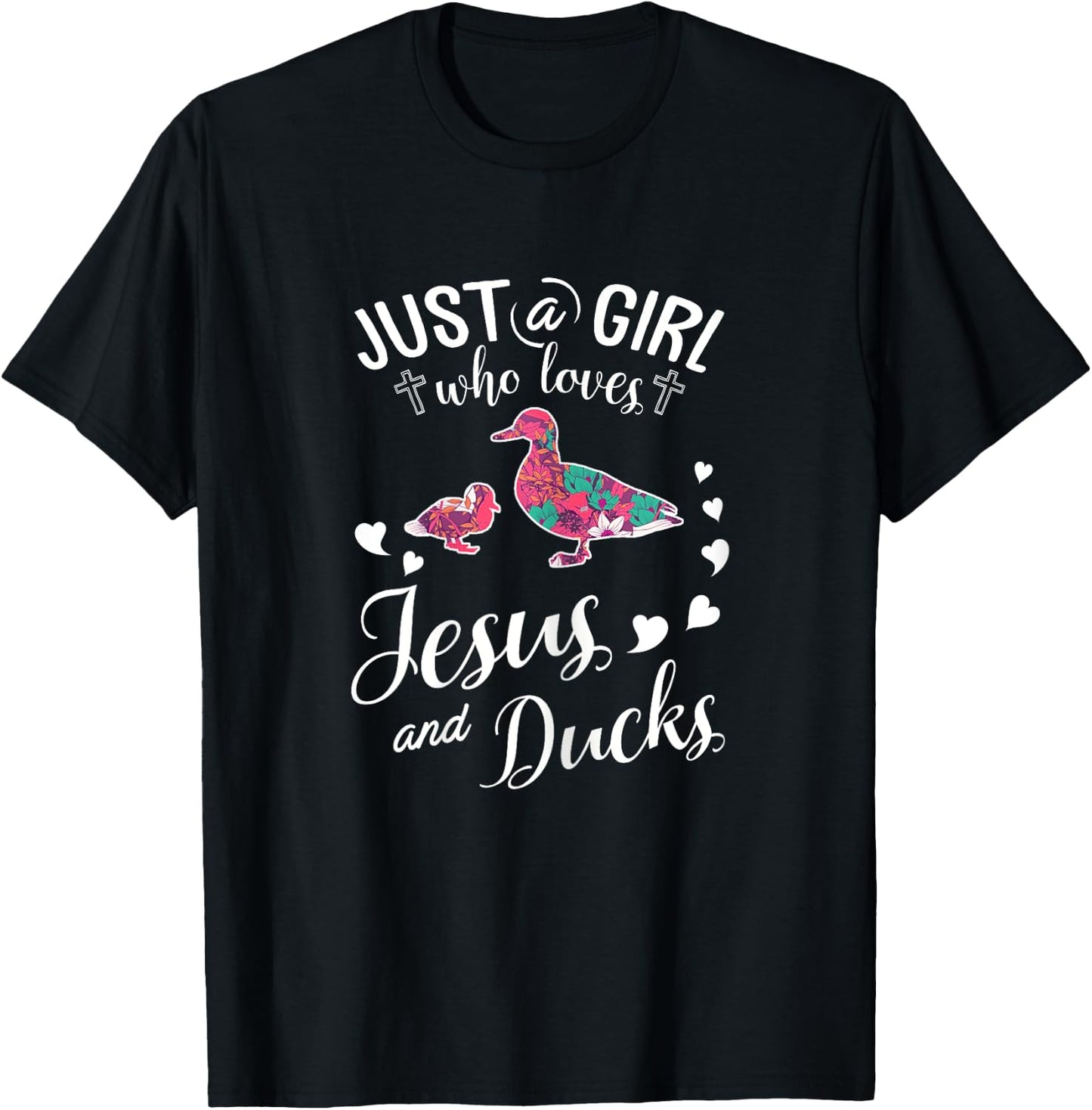 Just A Girl Who Loves Jesus And Ducks T Shirt Farmer Lover T-Shirt - T-Shirt | Black
