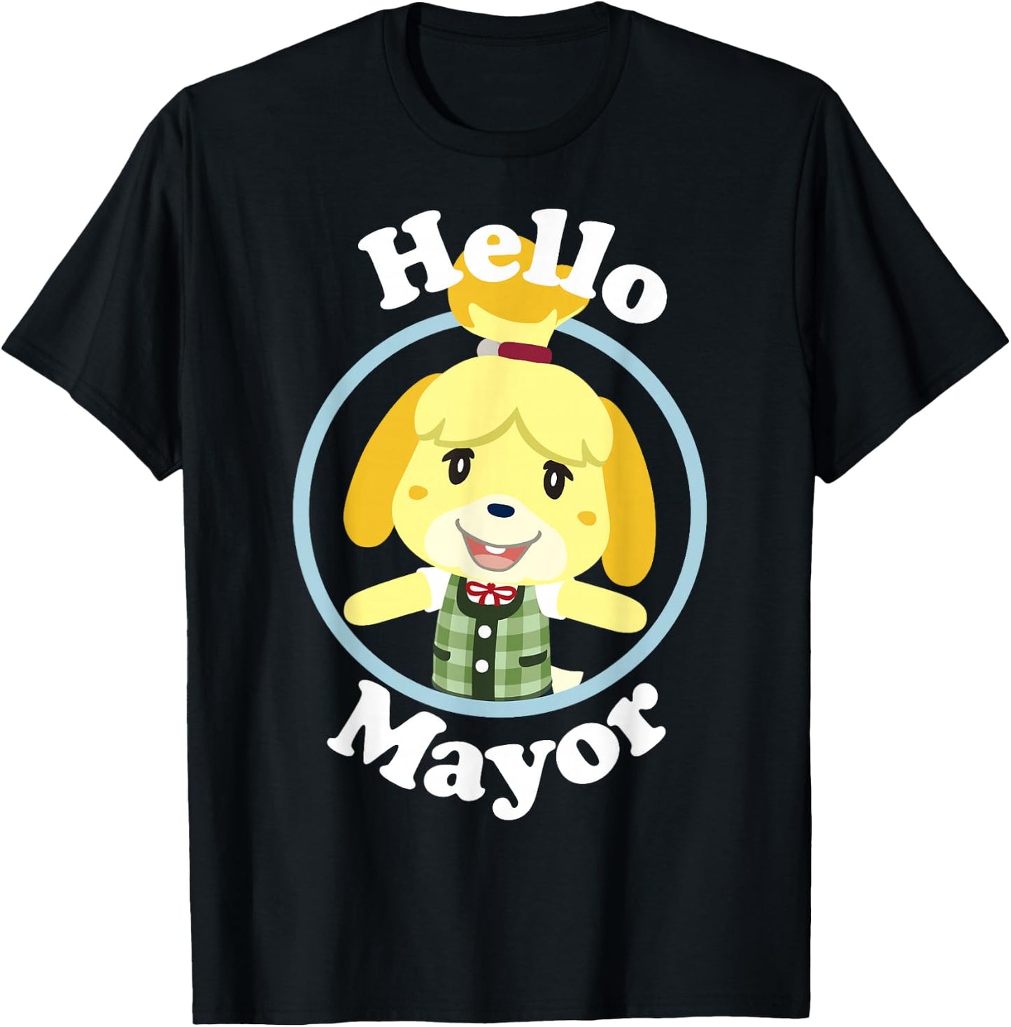 Animal Crossing Isabelle Hello Mayor Portrait T-Shirt - T-Shirt | Black