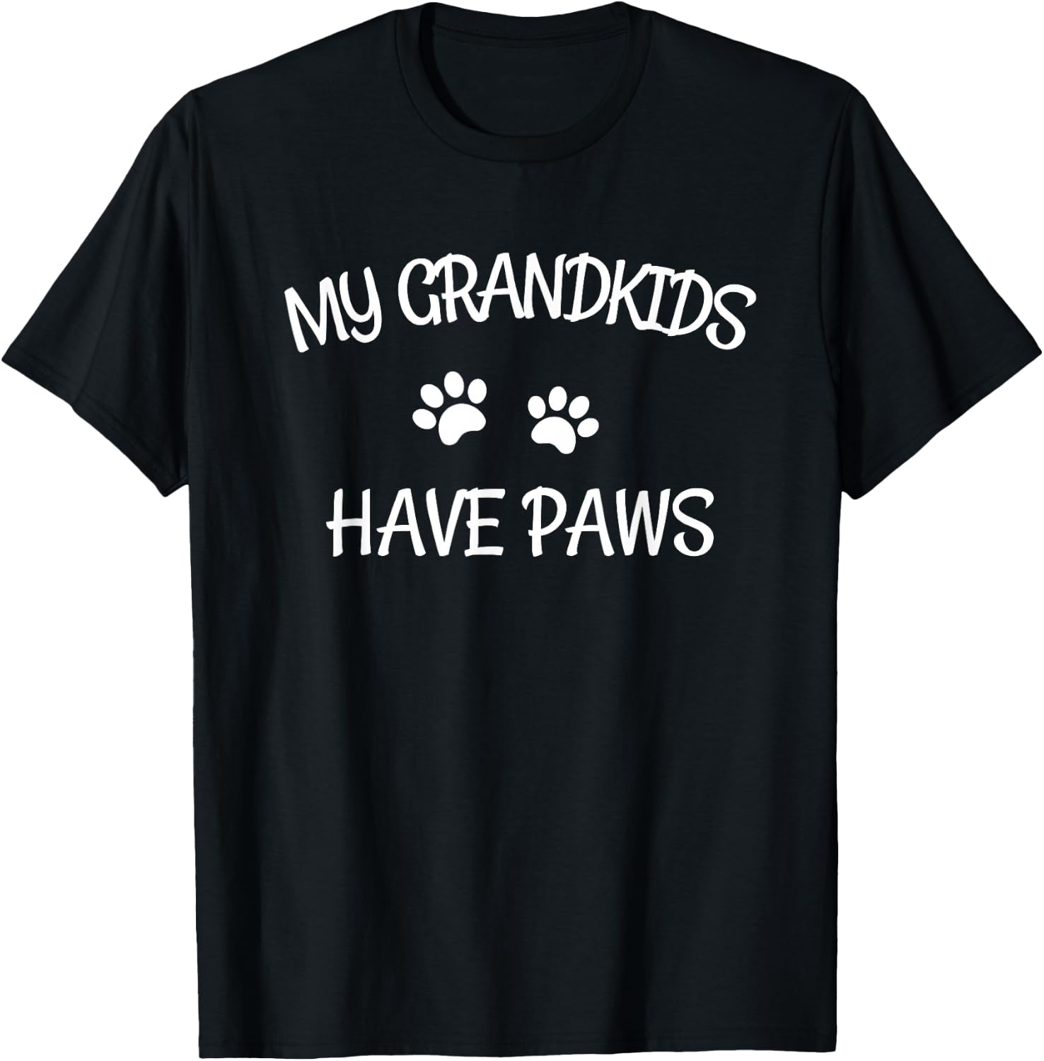 Grandkids Have Paws Funny Dog Cat Grandma Gift T-Shirt - T-Shirt | Black