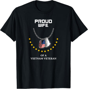 Proud Wife Of A Vietnam Veteran Cool Veteran Soldier Gift T-Shirt - T-Shirt | Black