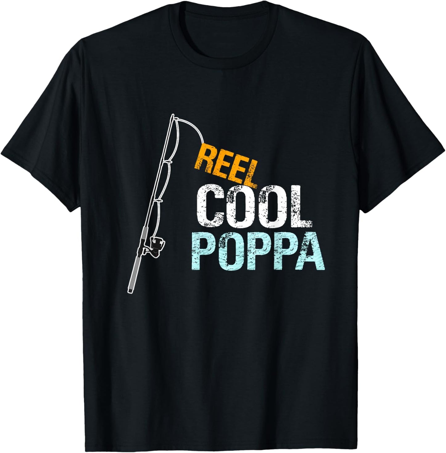 Poppa Gift from Granddaughter Grandson Reel Cool Poppa T-Shirt - T-Shirt | Black
