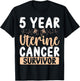 5 Year Uterine Cancer Free Awareness Survivor Ribbon T-Shirt - T-Shirt | Black
