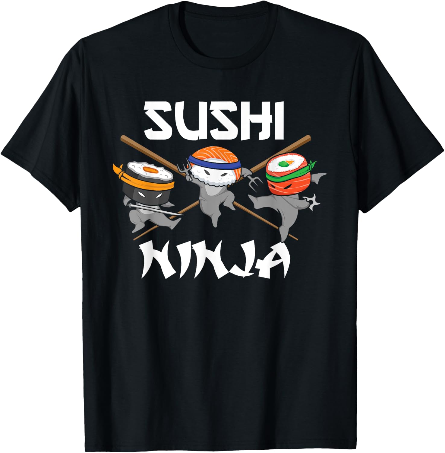 Funny Retro Sushi Ninja Sushi Lover Karate Sushi Ninjas T-Shirt - T-Shirt | Black
