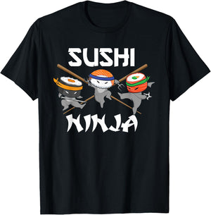 Funny Retro Sushi Ninja Sushi Lover Karate Sushi Ninjas T-Shirt - T-Shirt | Black