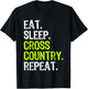 Eat Sleep Cross Country Repeat Running Runner Run Funny T-Shirt - T-Shirt | Black