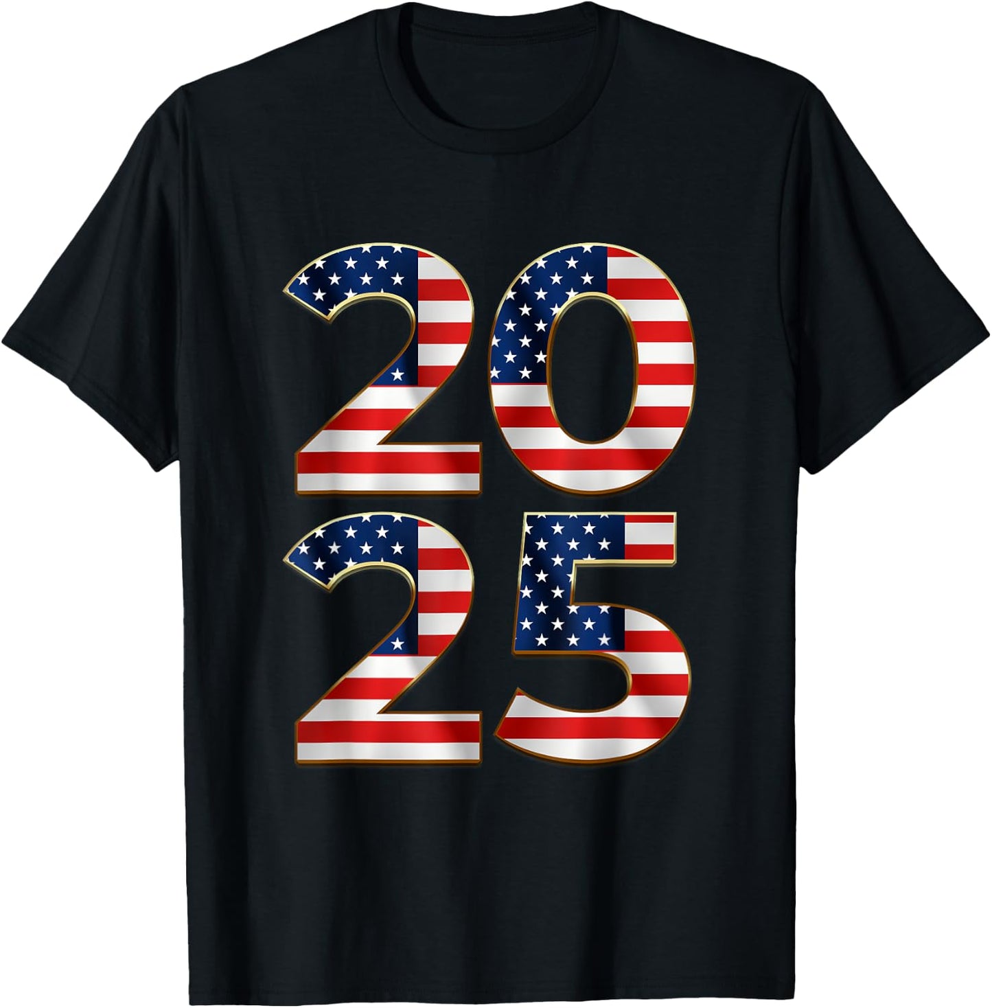 2025 Happy New Year American US Flag Patriotic 4th of July T-Shirt - T-Shirt | Black