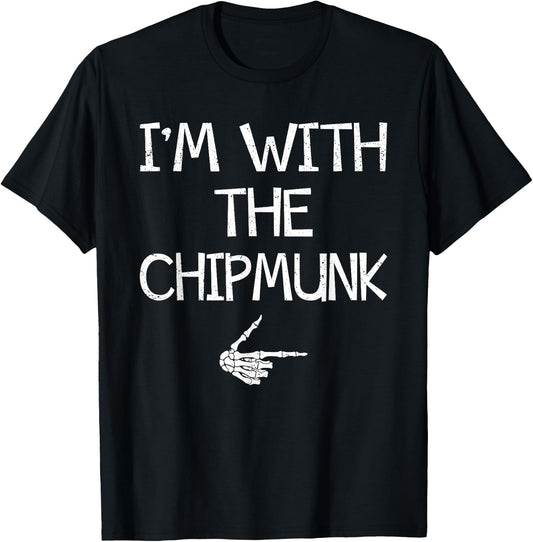 I'm With The Chipmunk Halloween Costume Couples Matching T-Shirt - T-Shirt | Black