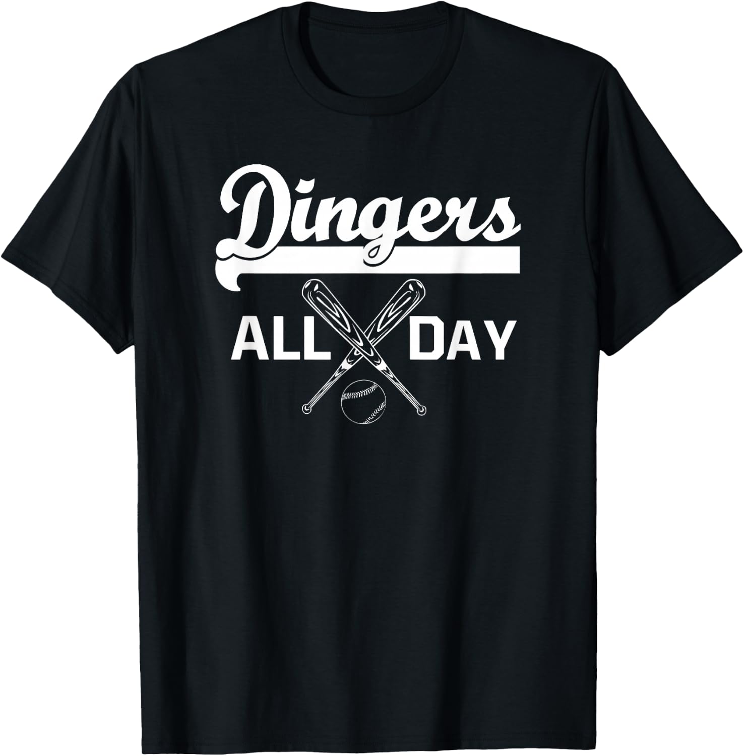 Dingers All Day Baseball Mom and Dad Funny Shirt Gift T-Shirt - T-Shirt | Black