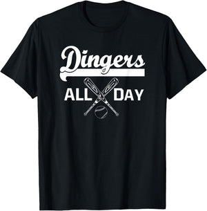 Dingers All Day Baseball Mom and Dad Funny Shirt Gift T-Shirt - T-Shirt | Black