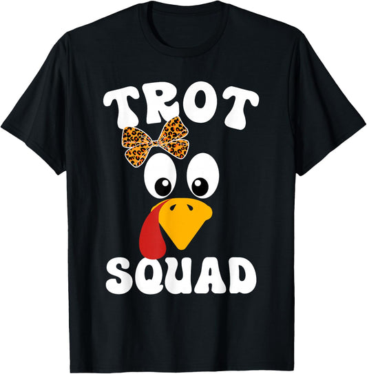 Thanksgiving Leopard Coquette Bow Running Turkey Trot Squad T-Shirt - T-Shirt | Black