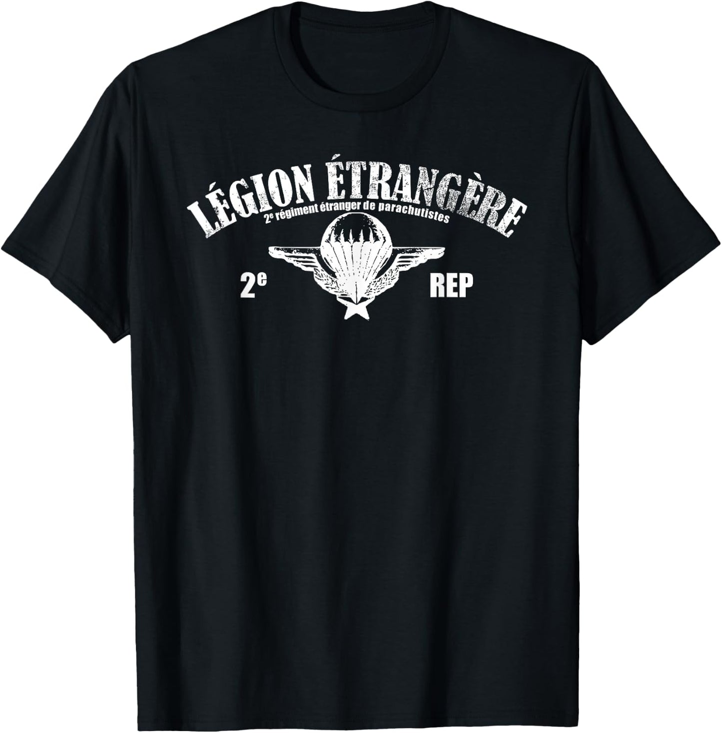 Foreign Legion Paratrooper - 2 Rep (distressed) T-Shirt - T-Shirt | Black