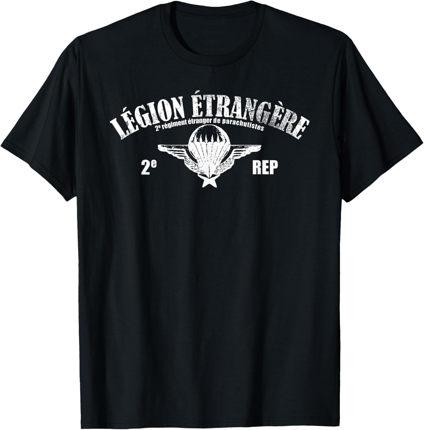 Foreign Legion Paratrooper - 2 Rep (distressed) T-Shirt - T-Shirt | Black