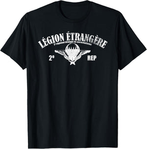 Foreign Legion Paratrooper - 2 Rep (distressed) T-Shirt - T-Shirt | Black