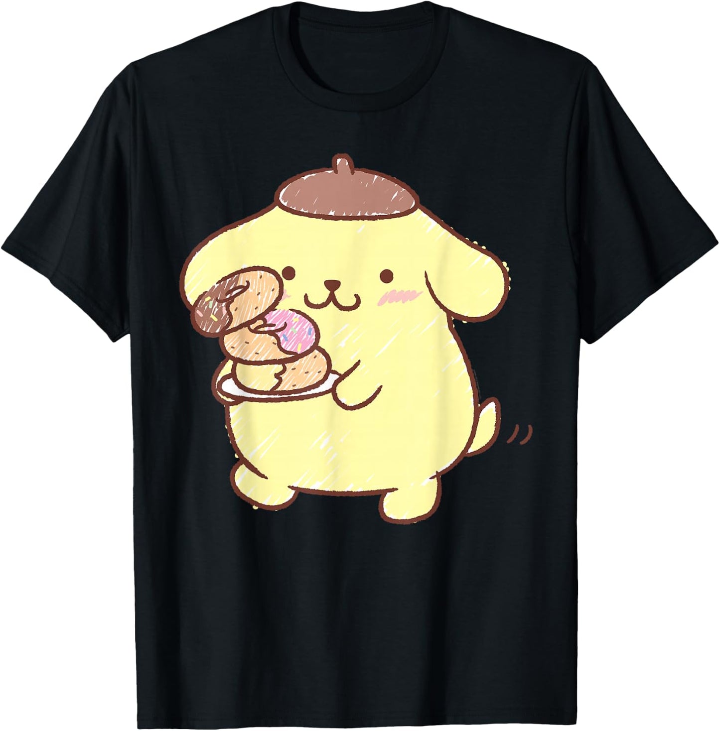 Pompompurin Donuts T-Shirt - T-Shirt | Black