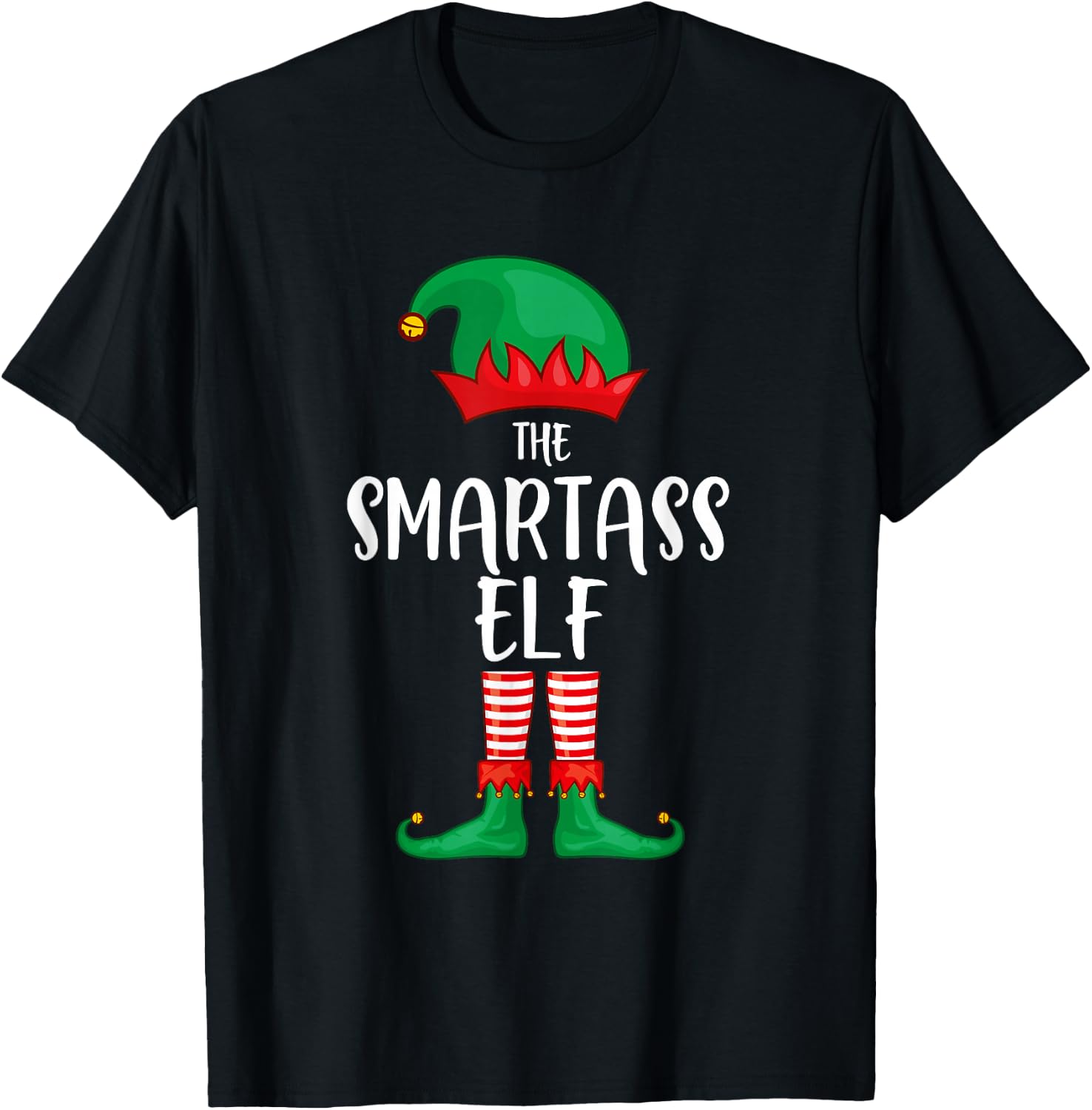 Smartass Elf Christmas Party Matching Family Group Pajama T-Shirt - T-Shirt | Black