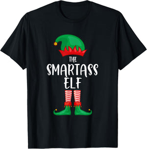 Smartass Elf Christmas Party Matching Family Group Pajama T-Shirt - T-Shirt | Black