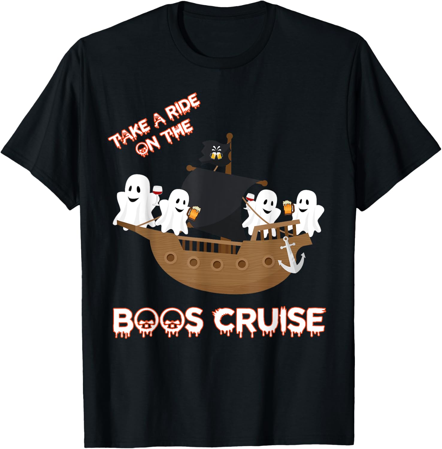 Halloween Party Wine Beer drinking Boos Cruise Shirt T-Shirt - T-Shirt | Black