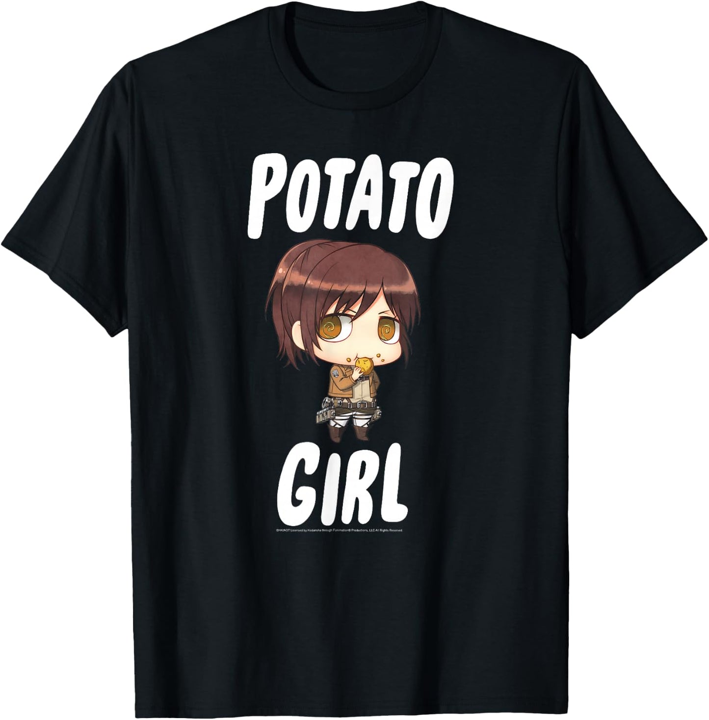 Attack on Titan Potato Girl Chibi AOT Anime T-Shirt - T-Shirt | Black
