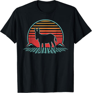 Donkey Lover Animal Retro Vintage 80s Style T-Shirt - T-Shirt | Black