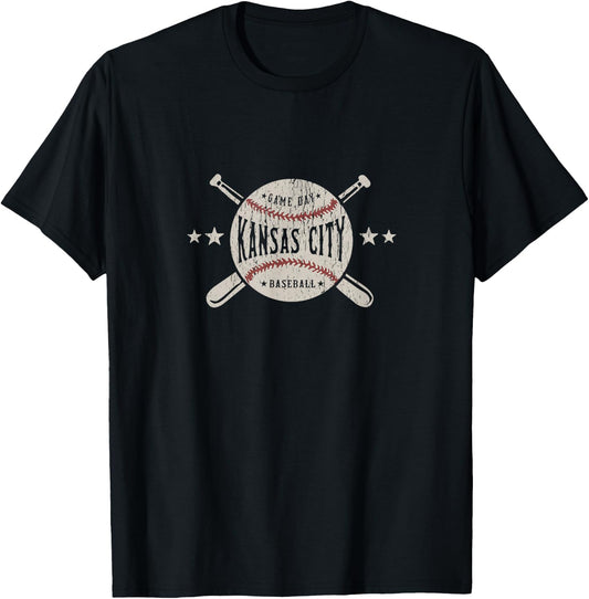 Kansas City Missouri KC Vintage Baseball T-Shirt - T-Shirt | Black