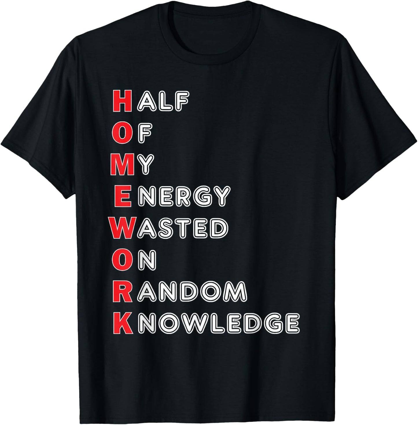 Funny School Homework Shirt For Kids Teens Gift T-Shirt - T-Shirt | Black