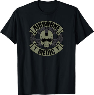 US Paratrooper & Army Airborne Gifts Airborne Medic T-Shirt - T-Shirt | Black