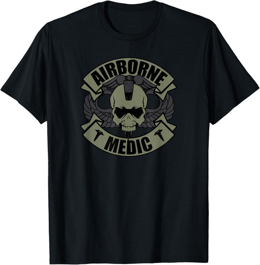 US Paratrooper & Army Airborne Gifts Airborne Medic T-Shirt - T-Shirt | Black