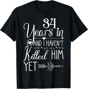34th Wedding Anniversary Wife Just Married 34 Years T-Shirt - T-Shirt | Black