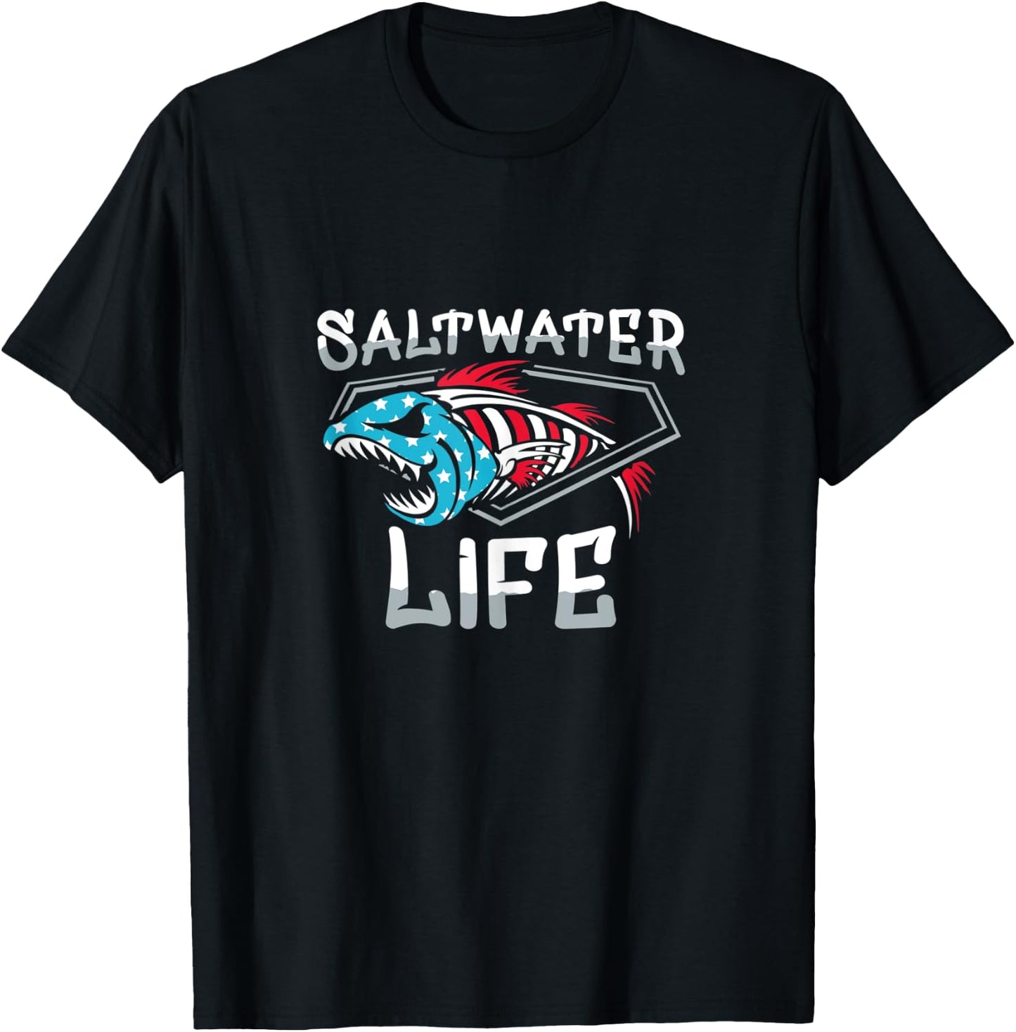 Saltwater Life Fishing T-Shirt - T-Shirt | Black